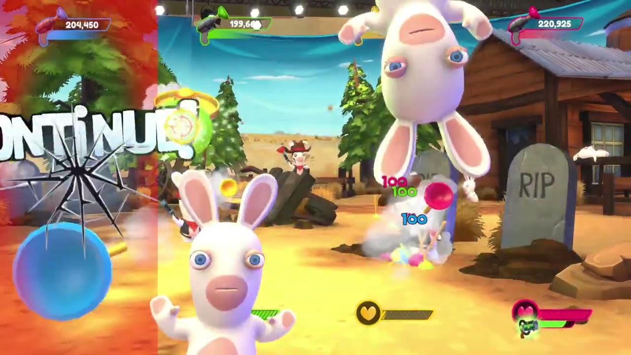 Rabbids Hollywood arcade gameplay #4: Bwild West as 4 Players