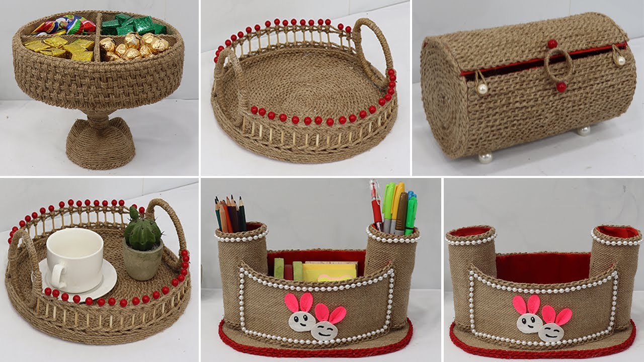 Space Saving Storage Organizer from Waste Materials | Jute Craft Ideas