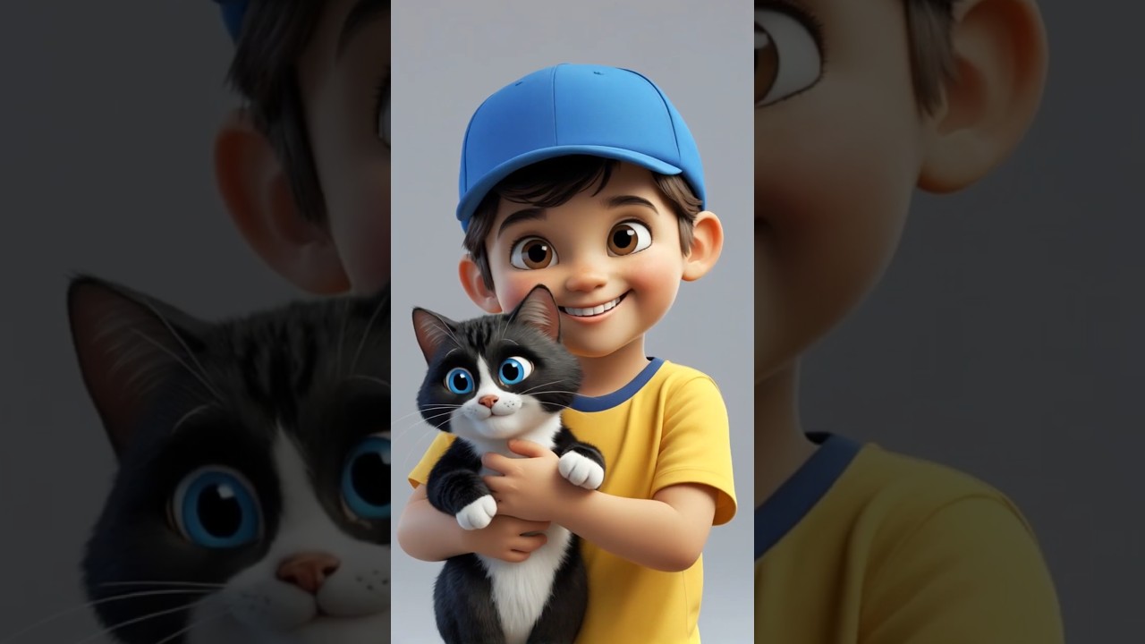 Cute Preschool Boy Loves His Cat #cute #preschool #shorts