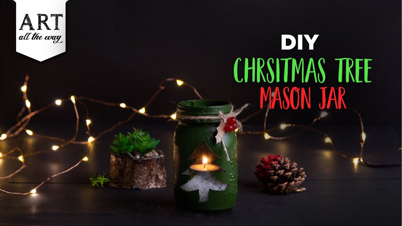 DIY Christmas Tree Mason Jar | Christmas Crafts | Mason Jar Decor