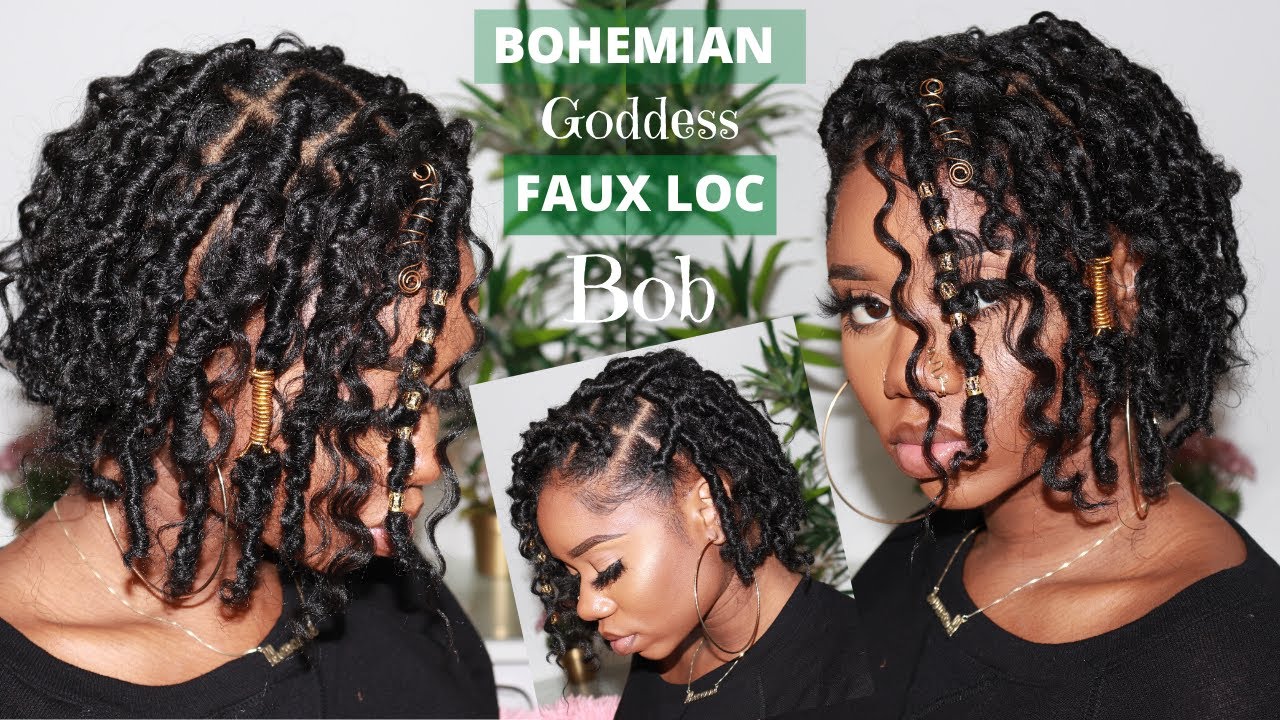 NEW BOHEMIAN GODDESS FAUX LOC BOB | CROCHET METHOD - NO RUBBER BAND | ONLY HALF PACK OF HAIR!