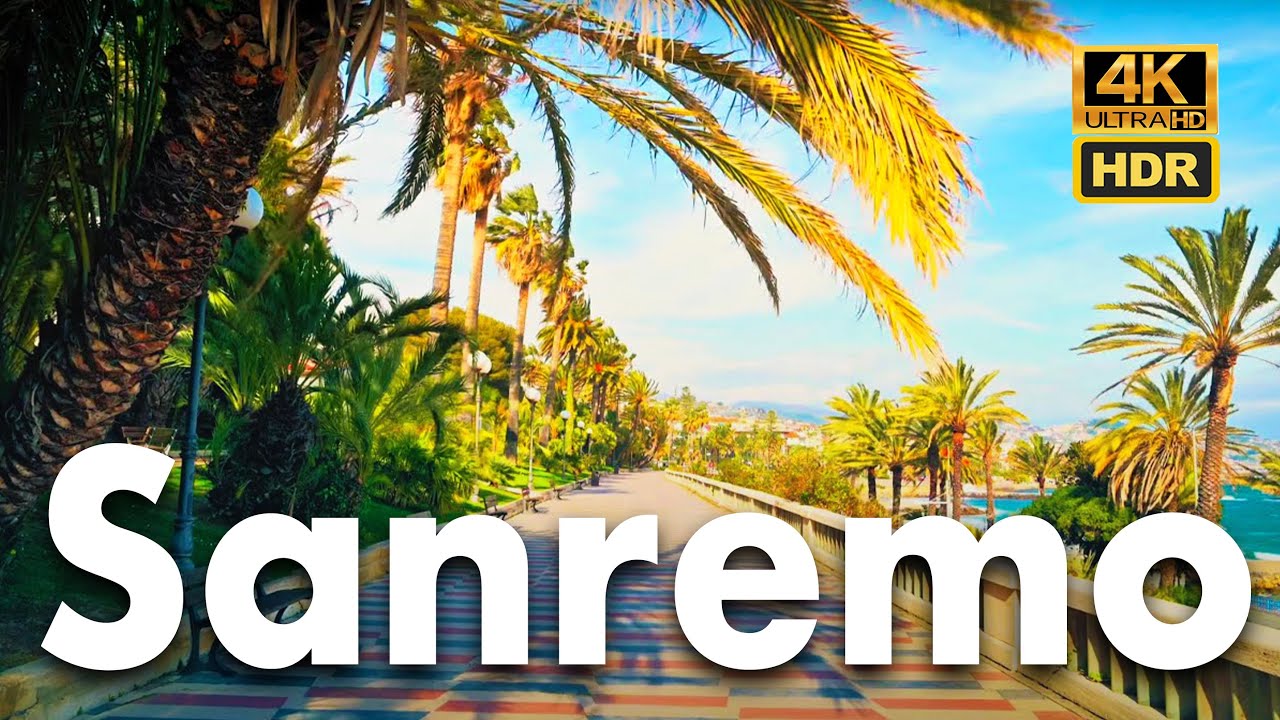 4K Ultra HDR - Sanremo walking tour, Italy