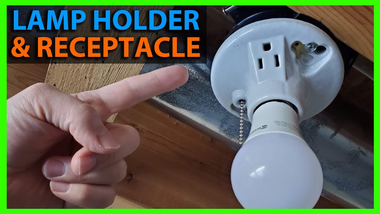 How To Install a Light With an Outlet - Porcelain Lamp Holder & Grounded Receptacle
