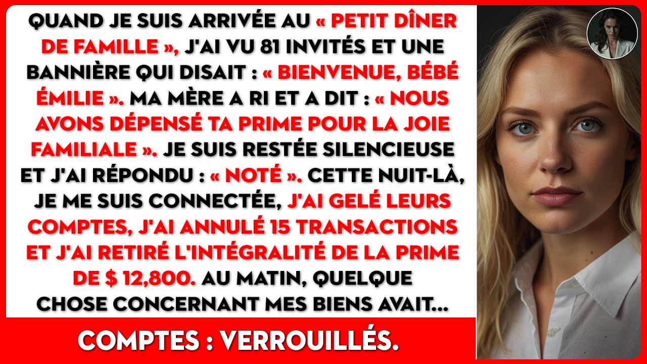 Quand je suis arrivée au « petit dîner de famille », j'ai vu 81 invités et une bannière...