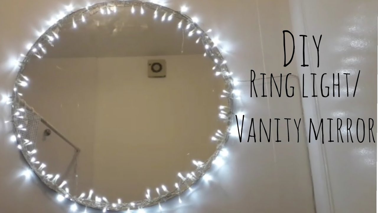 DIY ring light vanity mirror home decor ikea hack| LED Christmas tree lights