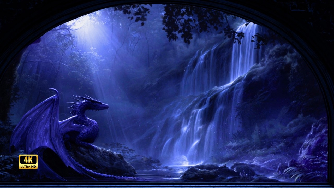 Dragon&rsquo;s Hollow 🌙 | Fantasy Window Ambience &bull; Moonlit & Fantasy Music