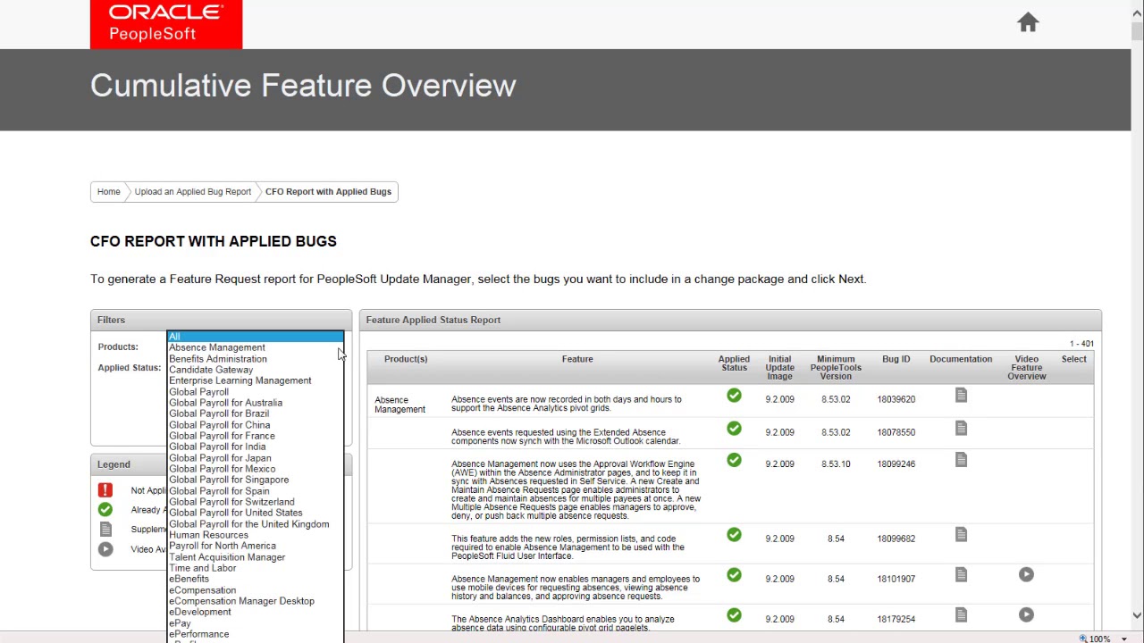 PeopleSoft CFO Tool Integration with PeopleSoft Update Manager