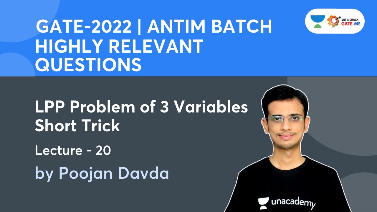 L 20 | LPP Problem of 3 Variables Short Trick | ANTIM BATCH 2022 | Davda Poojan