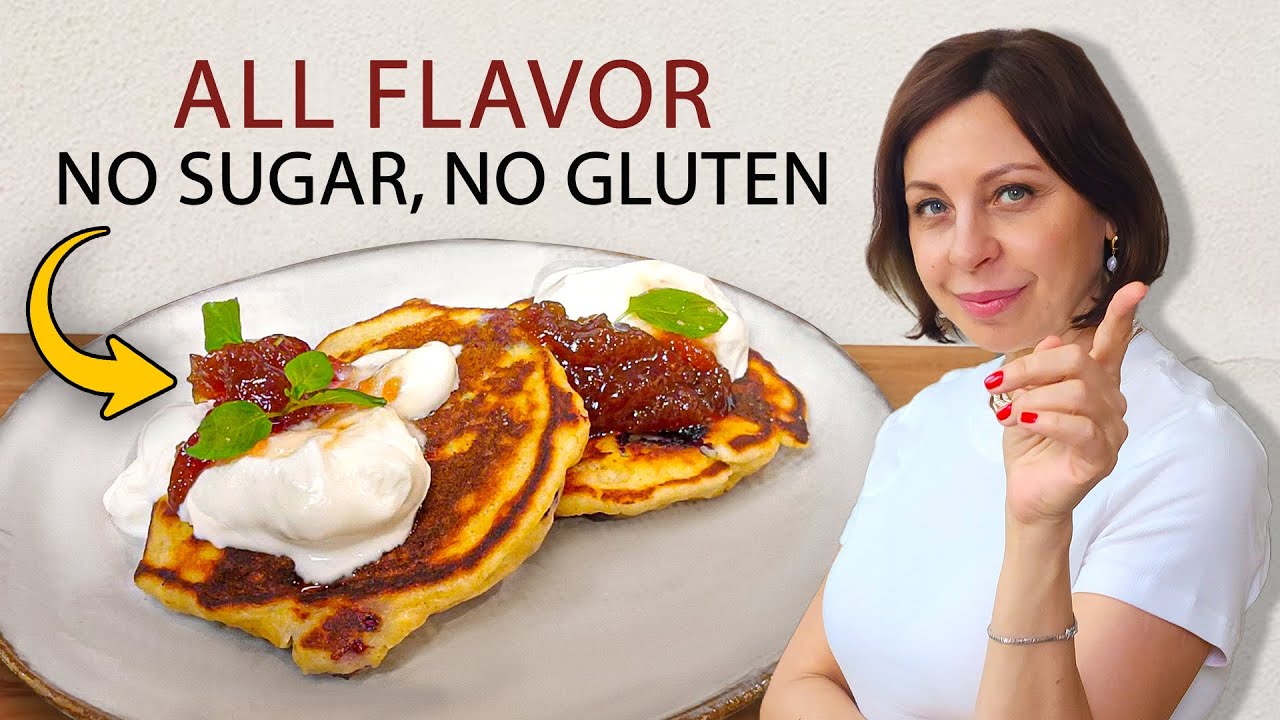 High-Protein Ricotta Pancakes. Gluten-Free with Chickpea & Sesame Flour, Apples & Blueberries