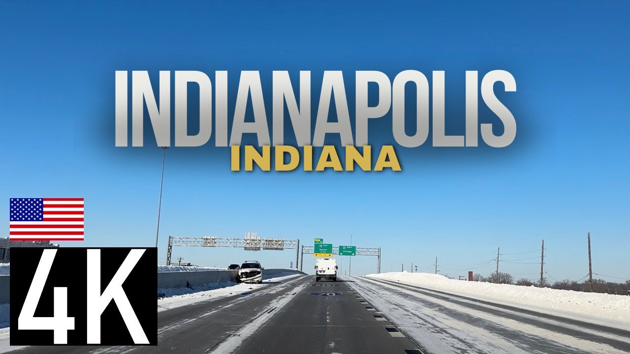 Icy Road Tour of Indianapolis, Indiana in 4K - Indianapolis Freeway Tour