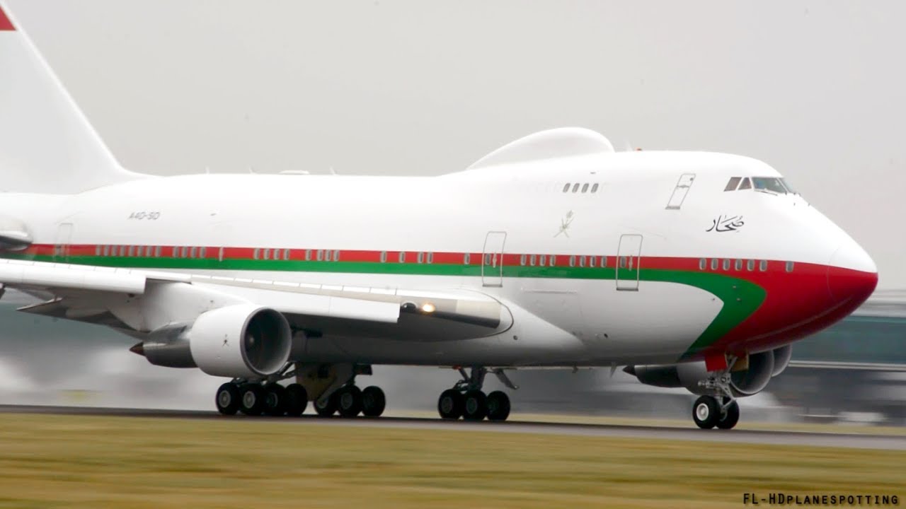 Oman Royal Flight Boeing 747SP Taxi & Powerful Takeoff at Stansted Airport