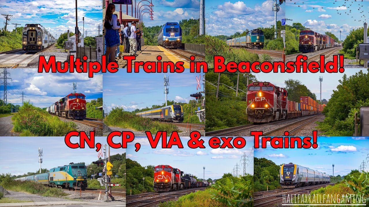Many CN, CP, VIA Rail & EXO Train Action at Beaconsfield, QC!