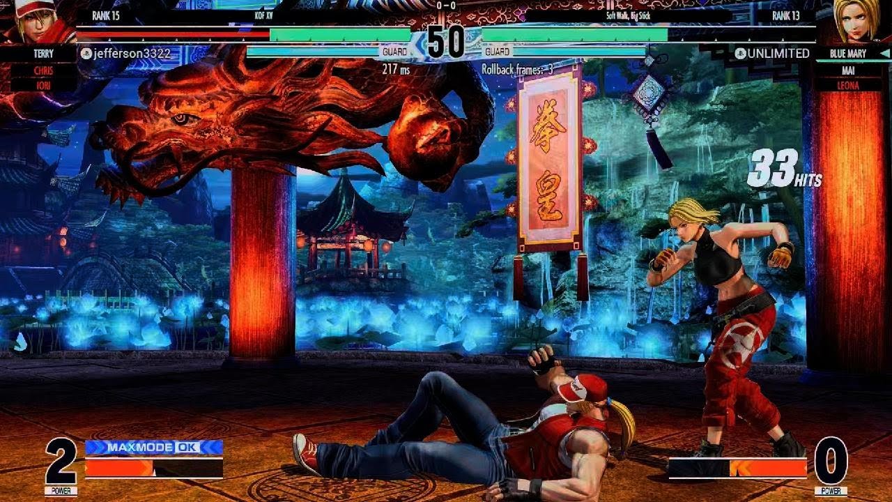 KOF XV_ Leona & Blue Mary🔥🔥 vs. Chris, Iori & Terry