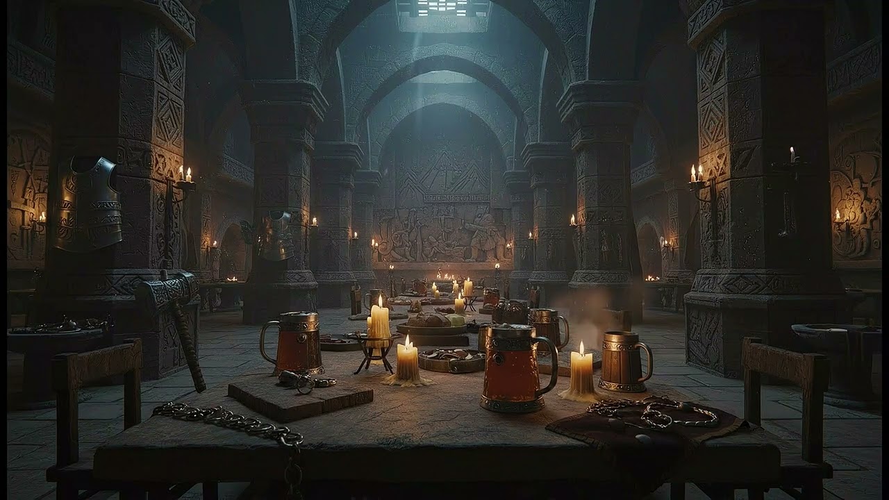 Dwarven Hall Candlelight Ambience 4K for Sleep & Focus