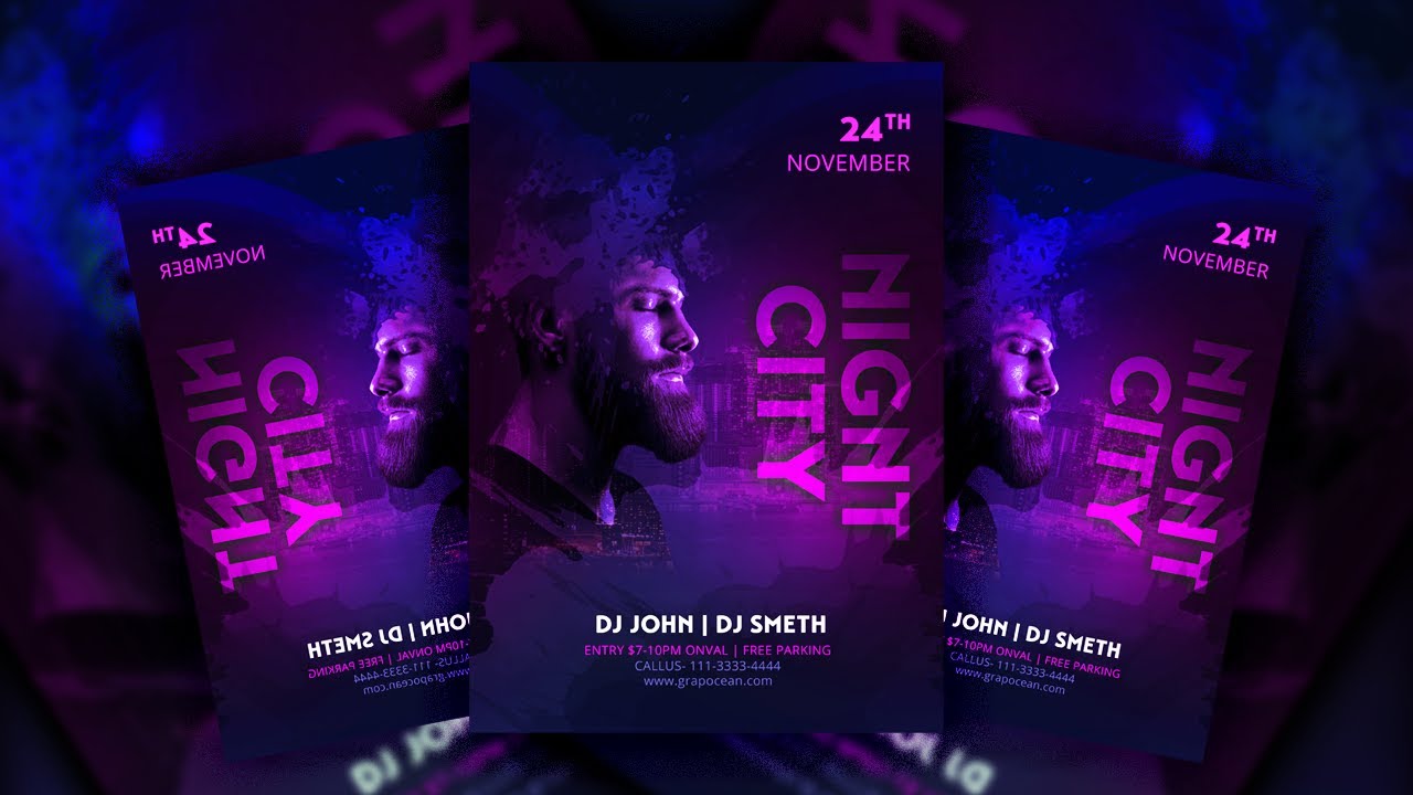 Professional Night Club Party Flyer Design - Photoshop Cc Tutorial