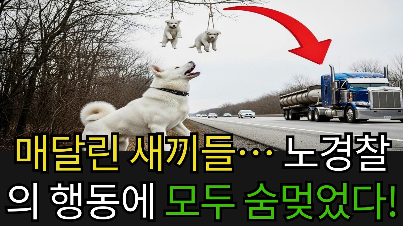 두 새끼가 공중에 매달린 채 절망하던 진돗개 엄마… 그 순간, 노경찰의 행동에 모두가 숨을 멈췄다!
