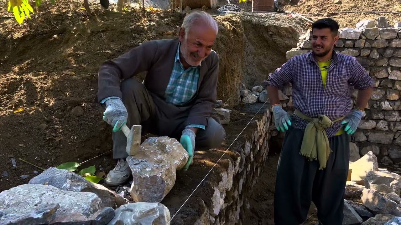 Rural Family Builds Stone House in the Mountains | Firewood Tea & Traditional Cooking in Nature