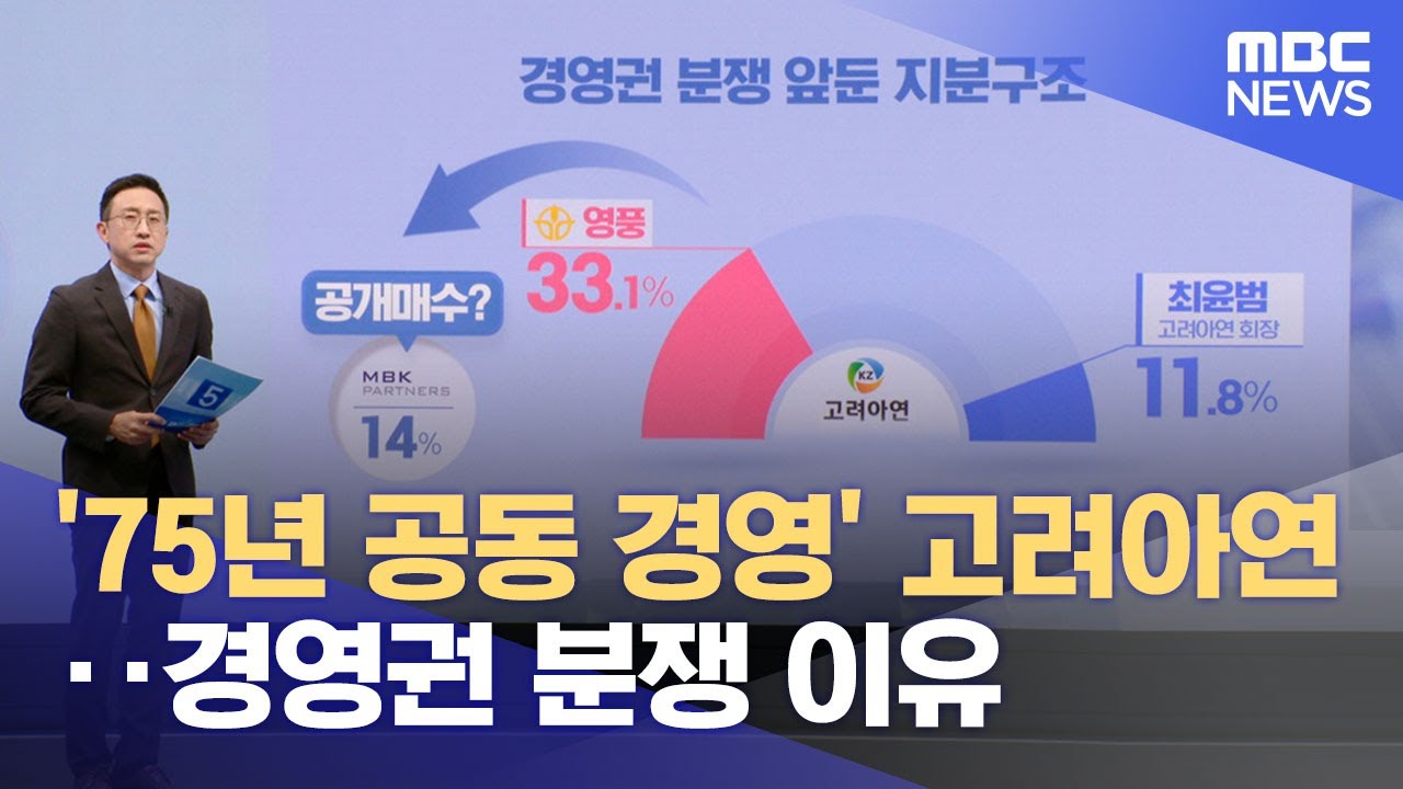 '75년 공동 경영' 고려아연‥경영권 분쟁 이유 (2024.09.24/5시뉴스와경제/MBC)