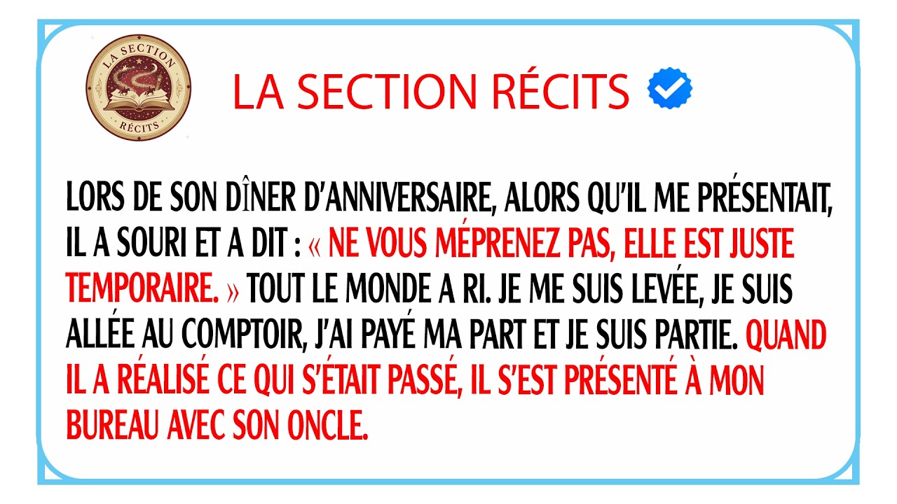 À son anniversaire il m'a dit provisoire trước sa famille : Je suis partie sans un mot pour toujours