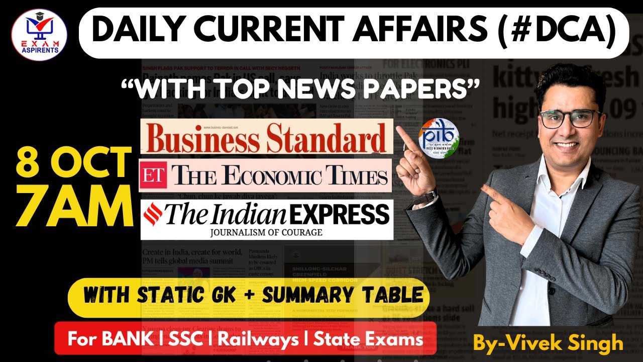 Current Affairs Today | 8 October Current Affairs 2025 |Daily Current Affairs |By Vivek Singh
