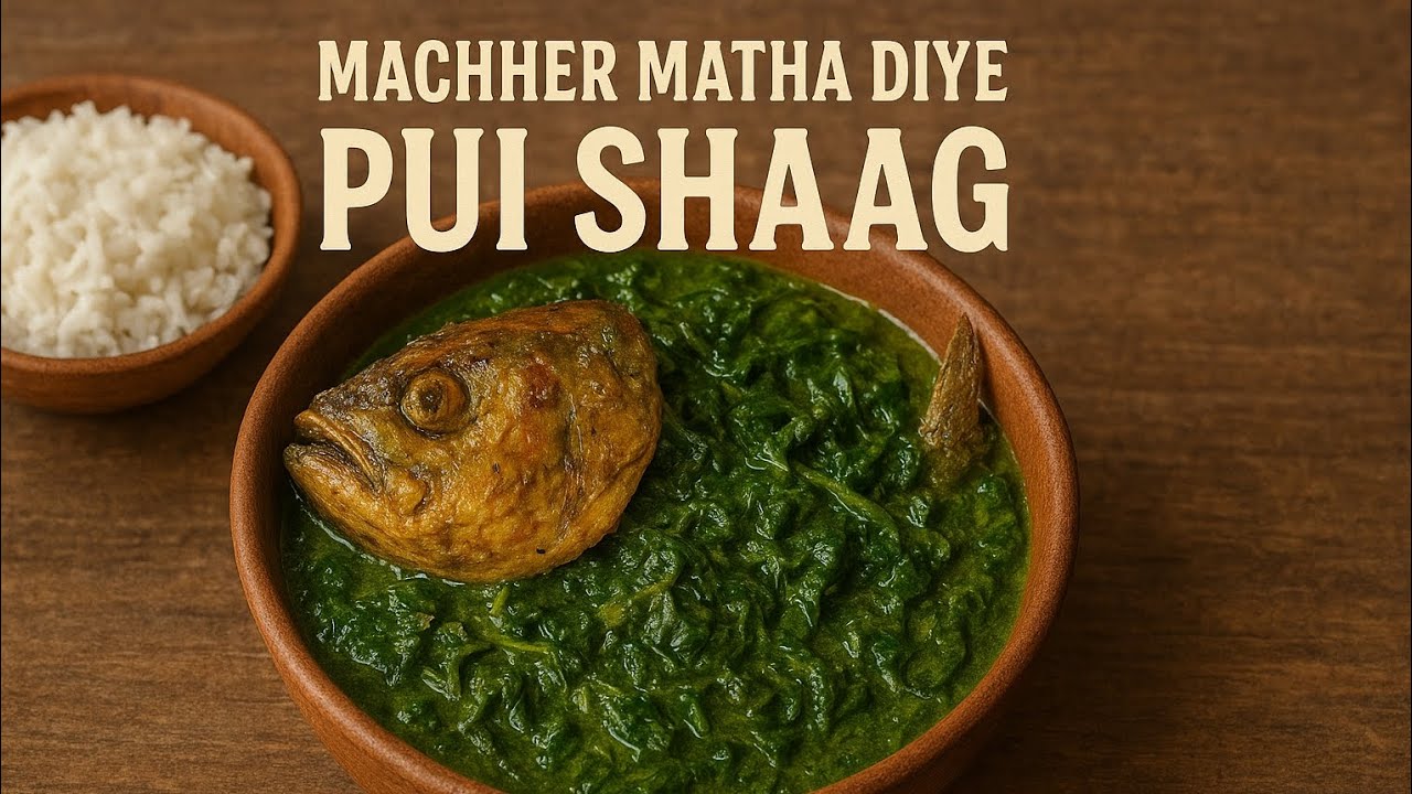 Machher Matha Diye Pui Shaag | Authentic Bengali Village Style Recipe || #homemade Durga's#kitchen