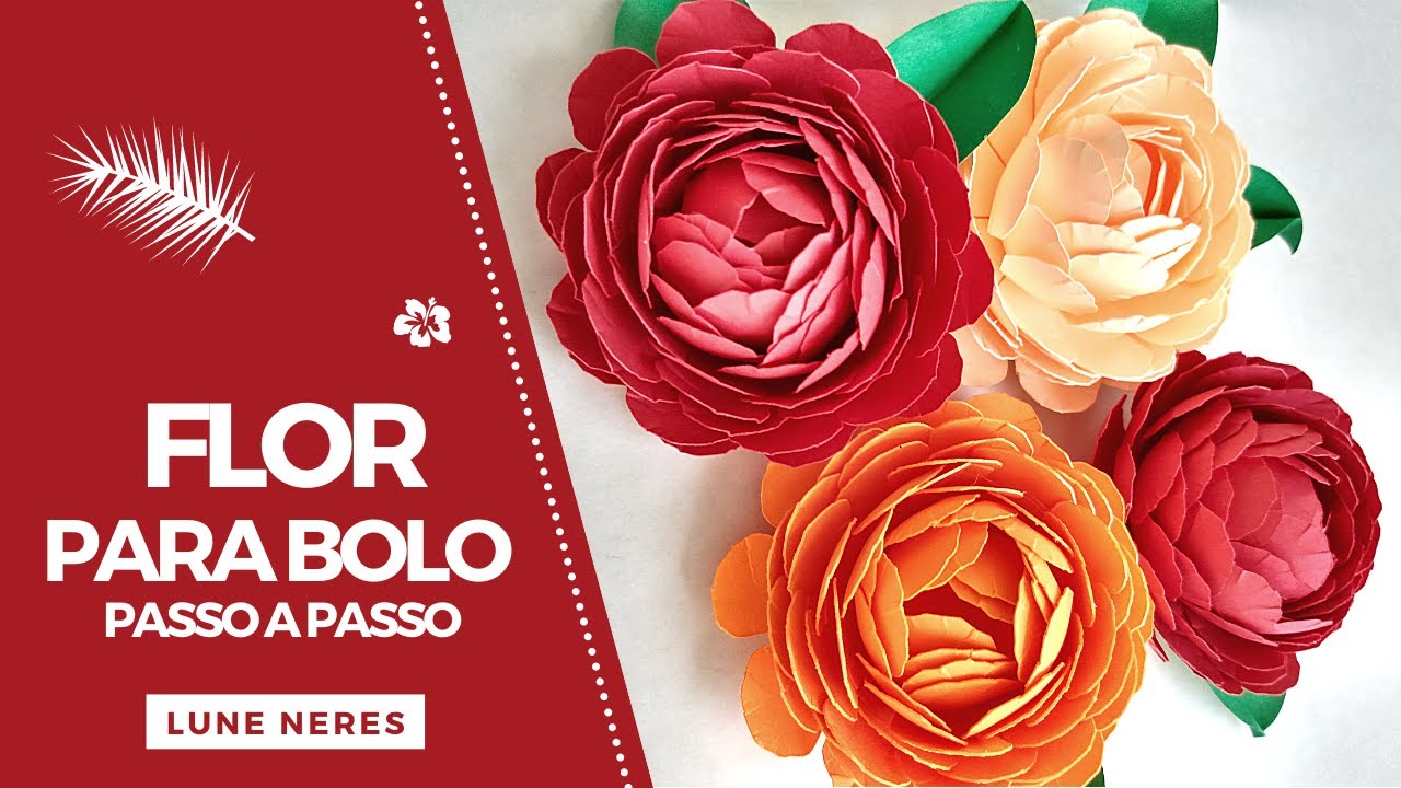 FLORES DE PAPEL PARA BOLO - PEÔNIA DE PAPEL