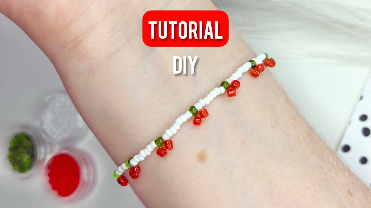 Cherry Beaded Bracelet Tutorial | Step-by-Step DIY Jewelry for Beginners