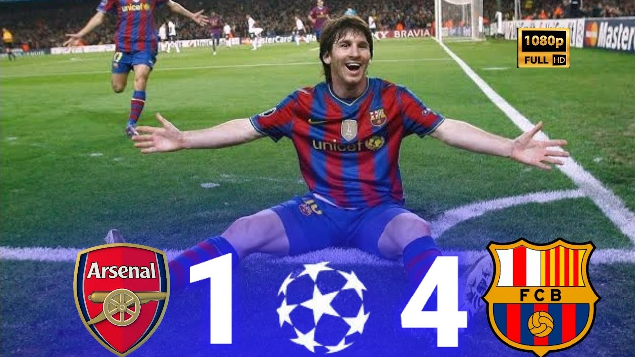 المباراة فى 5 دقائق 🔥 سوبر هاتريك ميسي 🔥 برشلونة و ارسنال 4-1 عصام الشوالي (دورى ابطال اوروبا 2010)