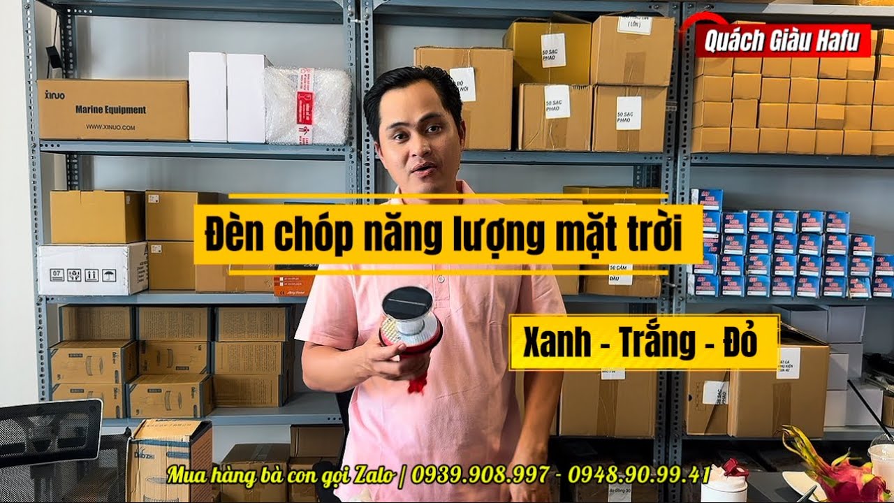 Đèn chóp năng lượng mặt trời 3 màu xanh trắng đỏ/ Quách Giàu Hafu 