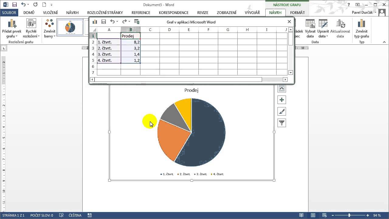 Word 2013 - Vkl&aacute;d&aacute;n&iacute; grafů