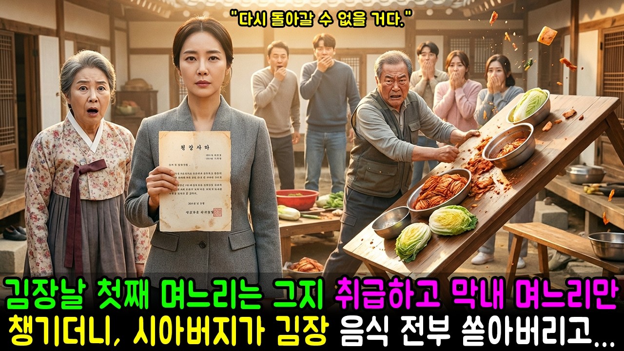 김장날 첫째 며느리는 그지 취급하고 막내 며느리만 챙기더니, 시아버지가 김장 음식 전부 쏟아버리고... | 감동사연 | 고부사연 | 반전사연