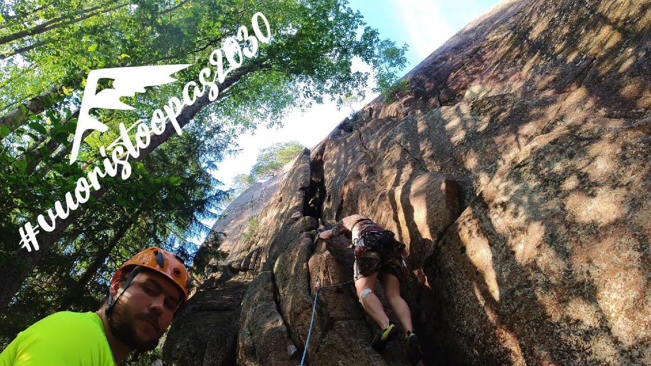 Sport rock climbing Matti Virtasen Pilari grade 5b Reventeenvuori Iitti Finland 23th of July 25
