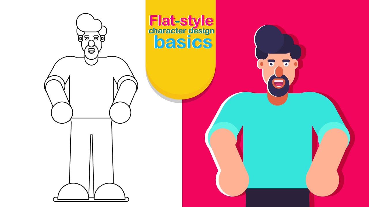How to Design Flat style character in Adobe Illustrator | Flat style illustration tutorial