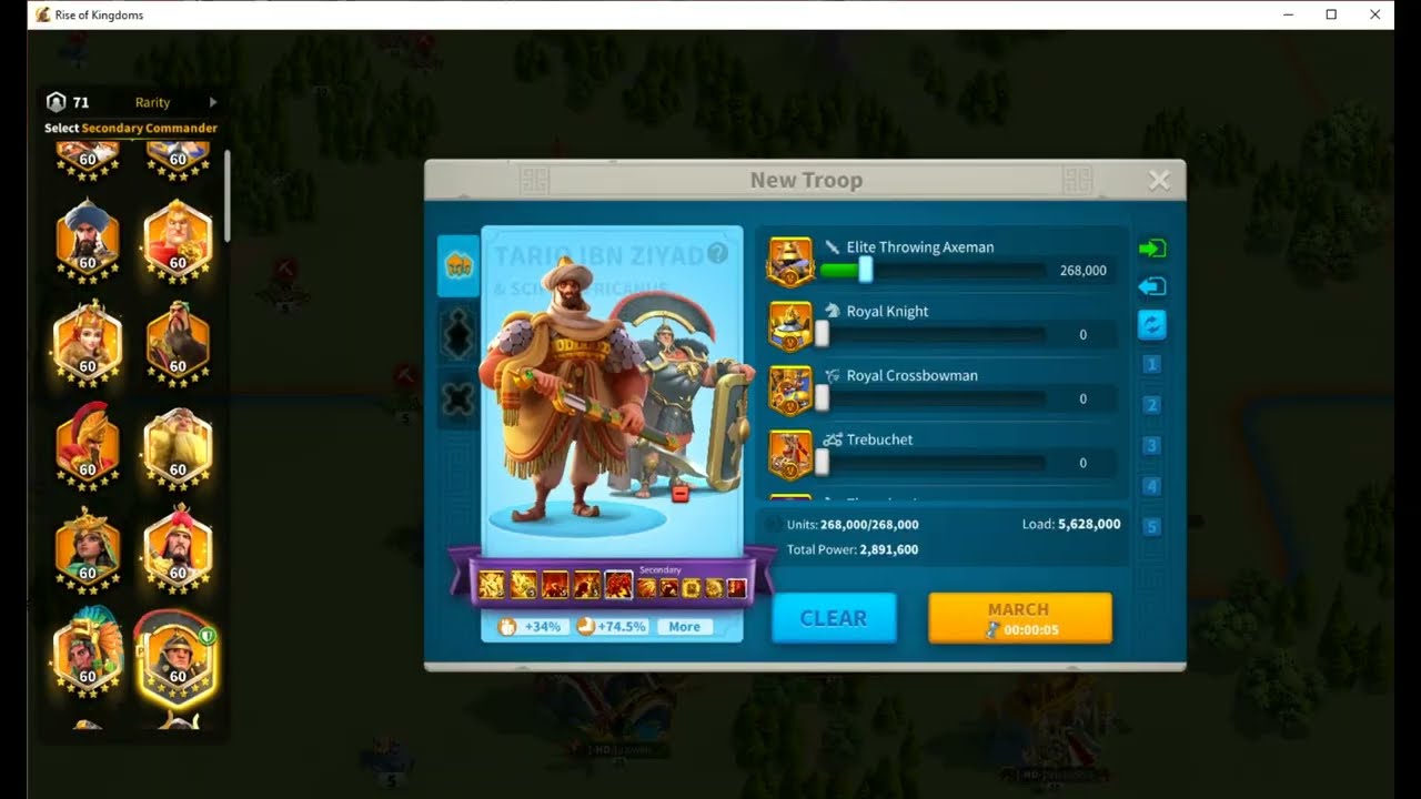 Rise of Kingdoms Tariq Field Testing with every possible pair