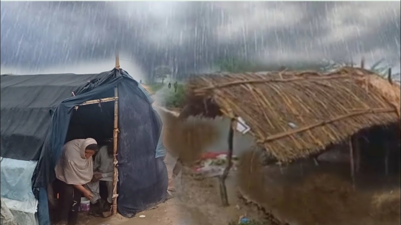 Heavy Windy and Thundering Rain - Walking through my Small Village Local@Looks