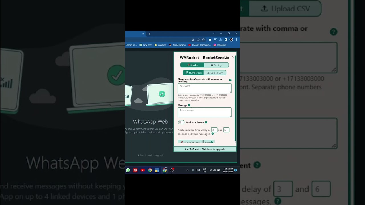 How to send BULK message on WhatsApp | Chrome Extension #shorts #whatsapp #chrome #extension
