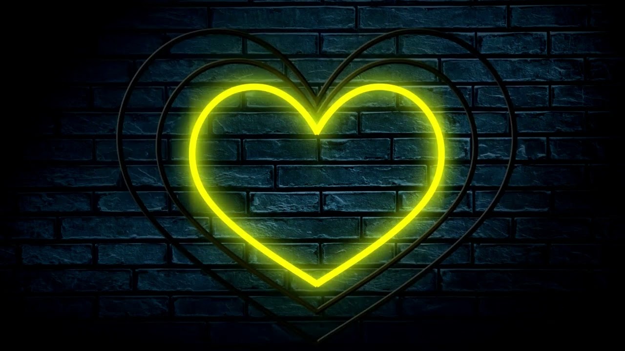 Neon Lights Love Heart and Romantic Abstract Glow Particles Led  Background looping animation