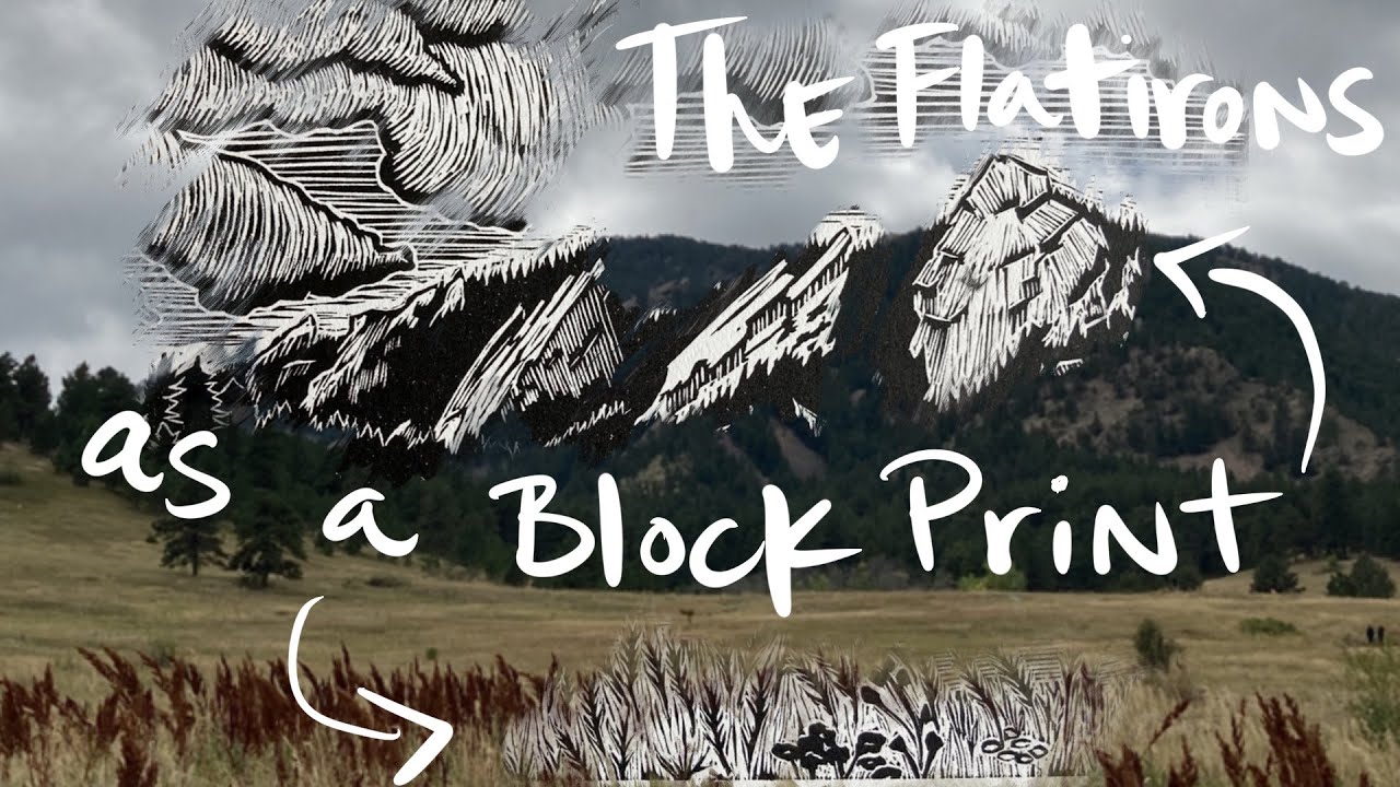 The Flatirons | Linocut Relief Print | Art Time Lapse