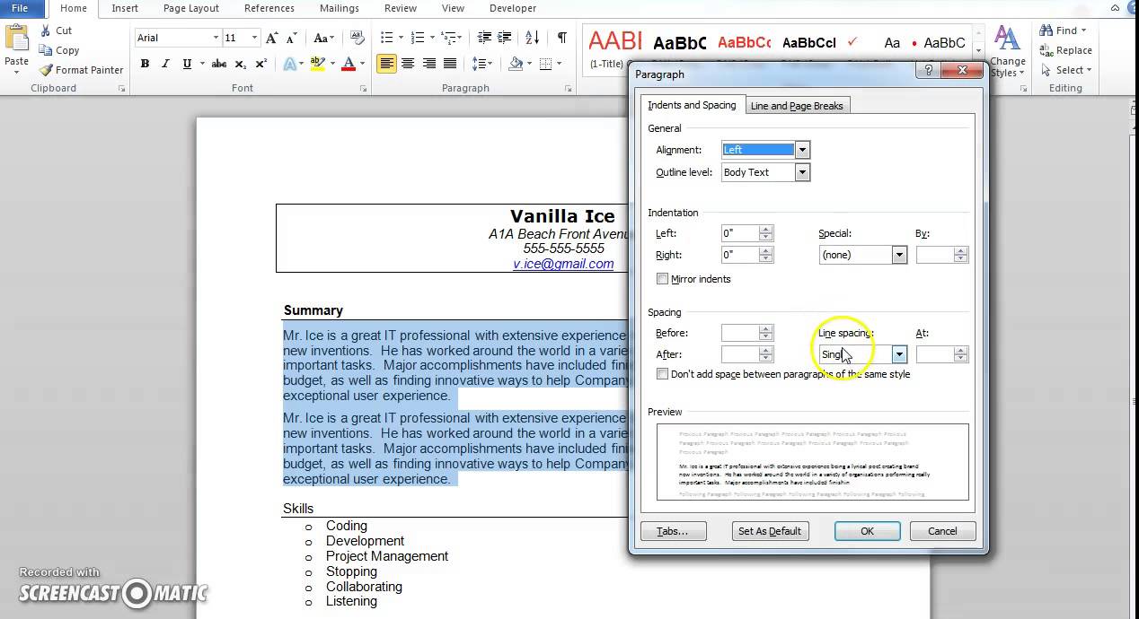 MS Word Tip: Leveraging the Paragraph Menu for a Better Resume