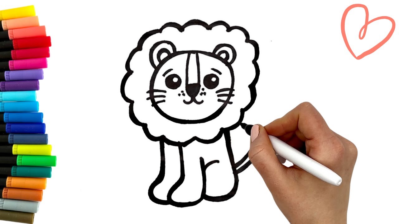 Jak narysować lwa 🦁 | ŁATWE MALOWANIE | nauka kolorów dla dzieci