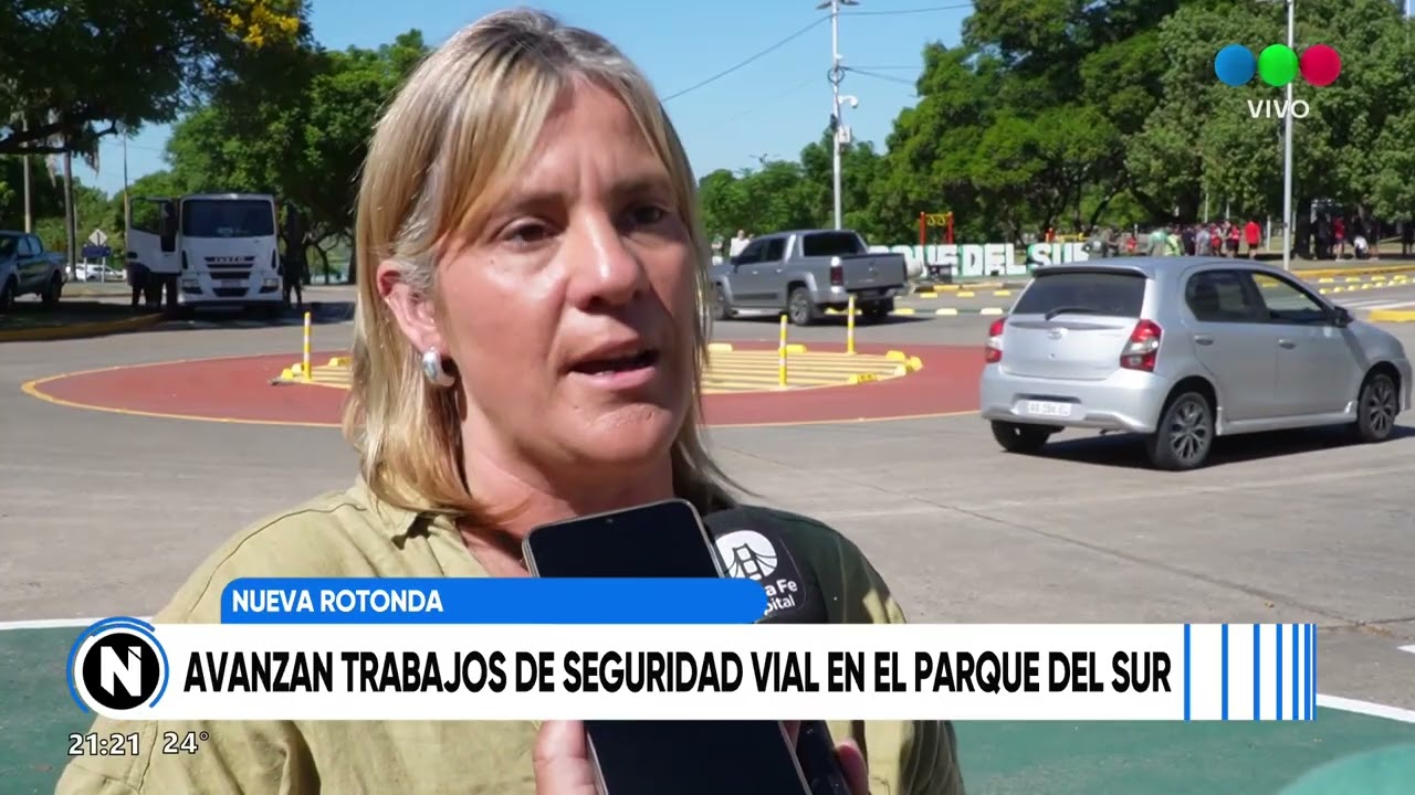 Nueva Rotonda: avanzan los trabajos de seguridad vial en el Parque del Sur
