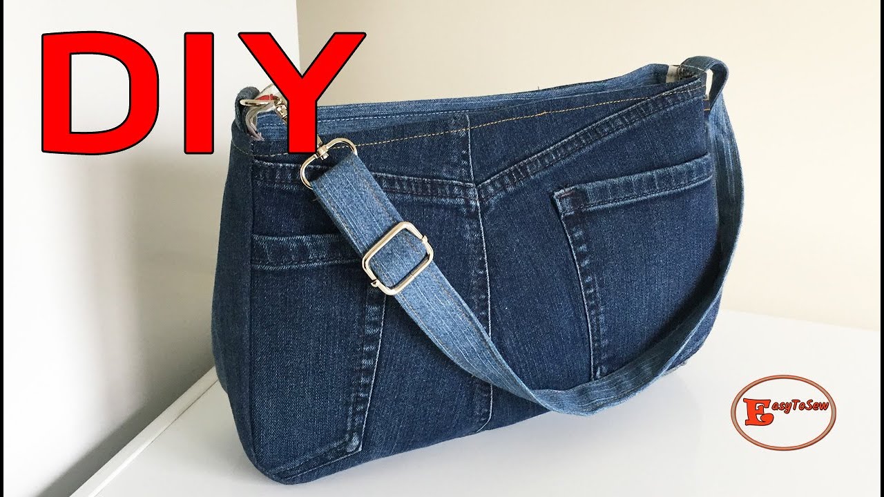 DIY ZIPER DENIM HANDBAG SEWING TUTORIAL