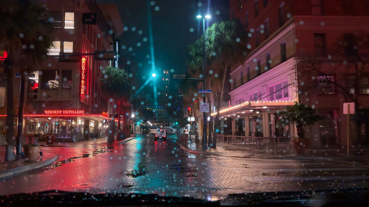 Rainy Night Drive in San Antonio, Texas 🌧️ [Binaural ASMR]