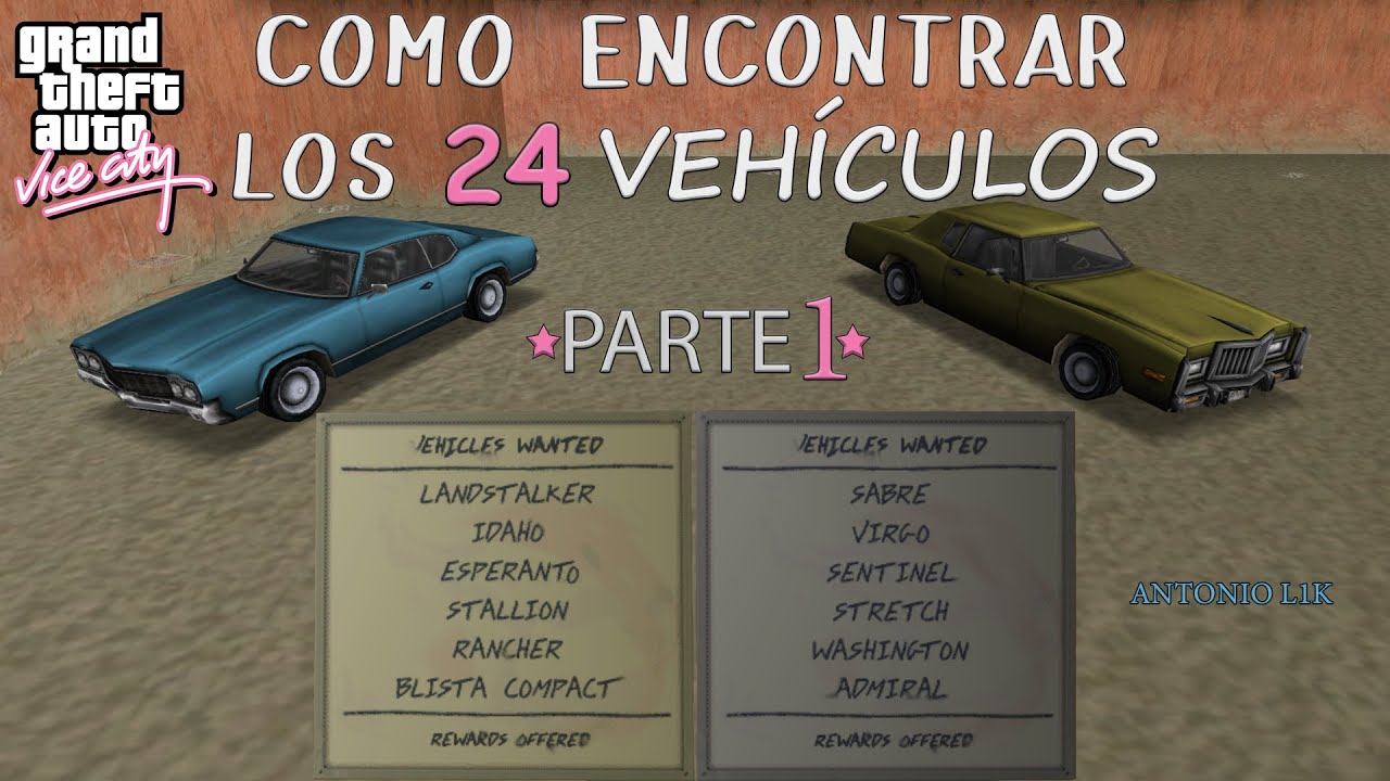 GTA Vice City - Como encontrar Los 24 Vehículos de Sunshine Autos con Ubicación parte 1 de 2