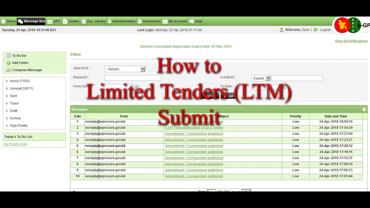 How to Limited Tenders (LTM) Submit