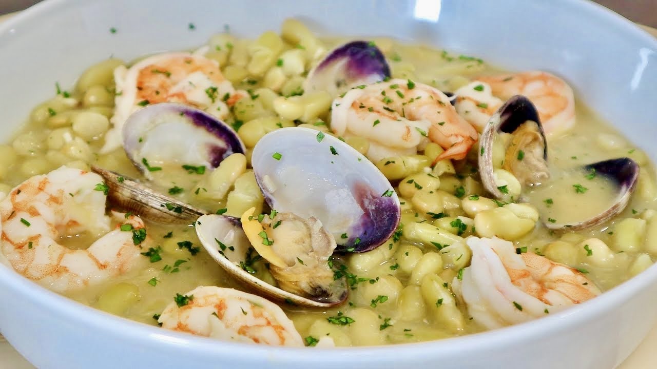 ALUBIAS O FABES VERDINAS CON ALMEJAS Y LANGOSTINOS, te vas a chupar los dedos con esta receta!