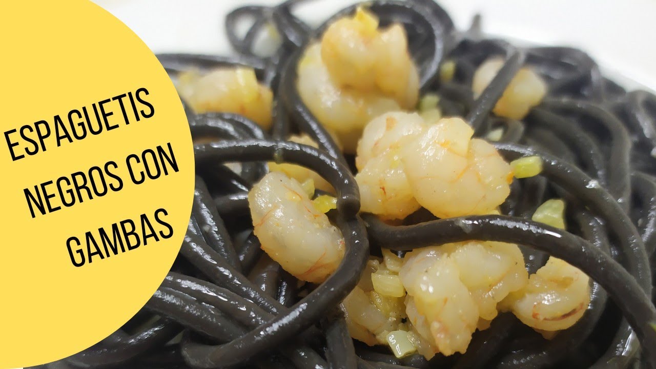 Espaguetis negros con gambas🍤