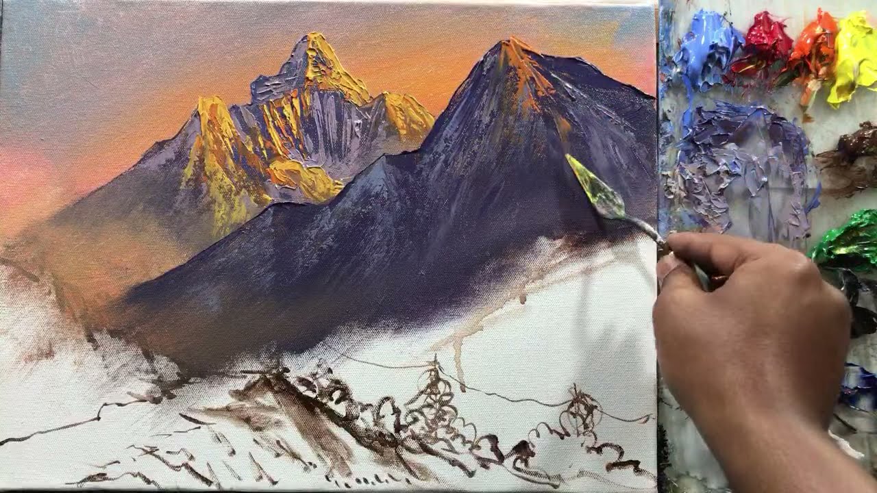 Nepali Mountain Landscape Painting Tutorial