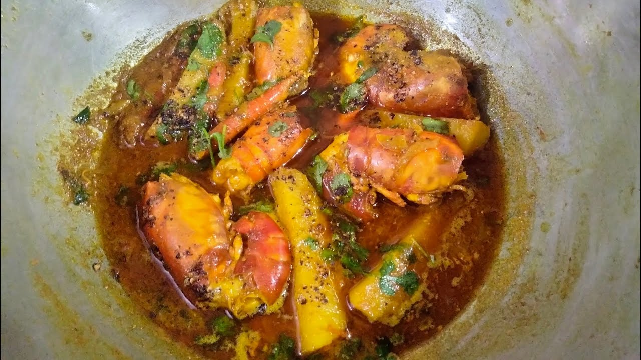 টমেটো ধনেপাতা দিয়ে গলদা চিংড়ি রেসিপি।