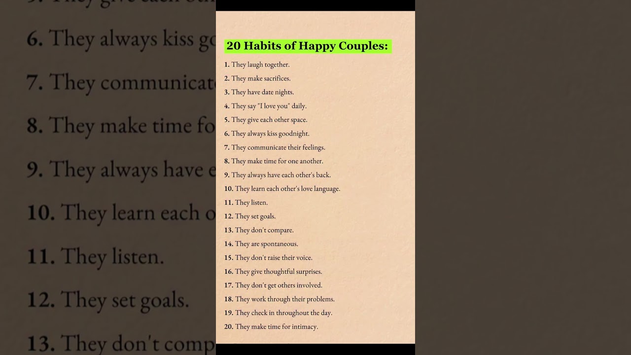 💖 20 Habits of Happy Couples 💖